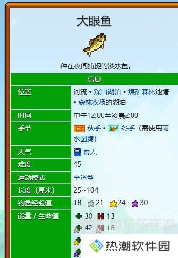 星露谷物语大眼鱼什么季节 星露谷物语大眼鱼垂钓季节介绍